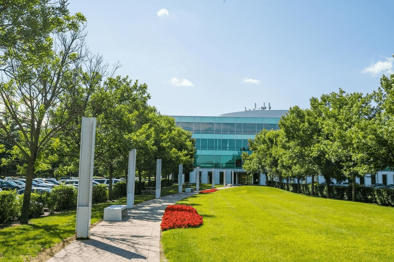 A walkway across the Broadacres campus