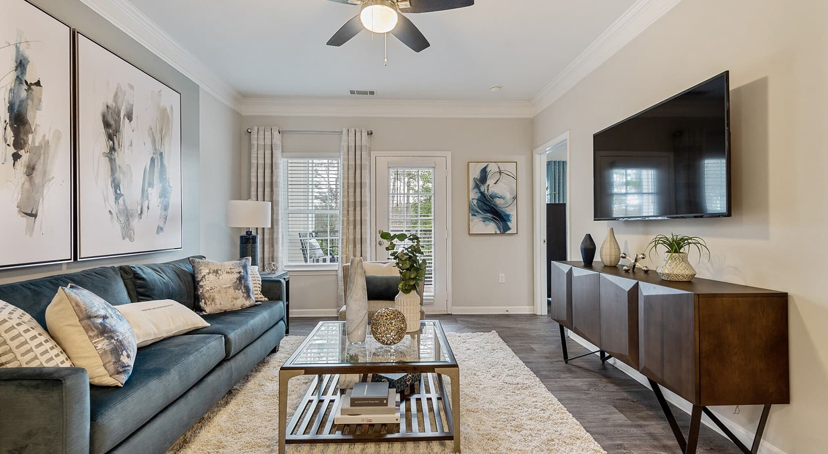 A renovated living room at Heron Lakes