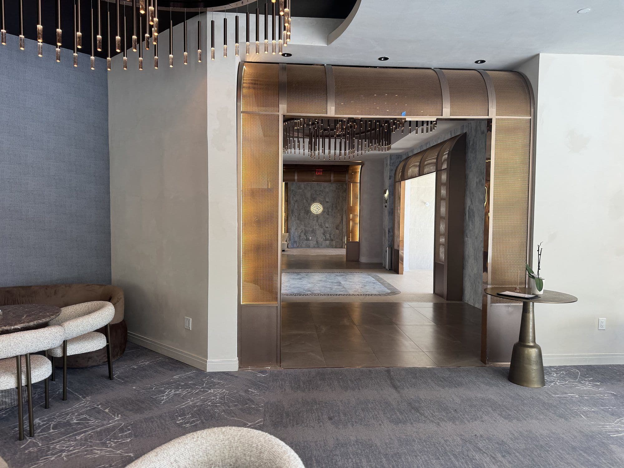 The arched corridor off the lobby